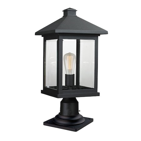 Z-Lite Portland 1 Light Outdoor Pier Mount Light, Black & Clear Beveled 531PHBR-533PM-BK